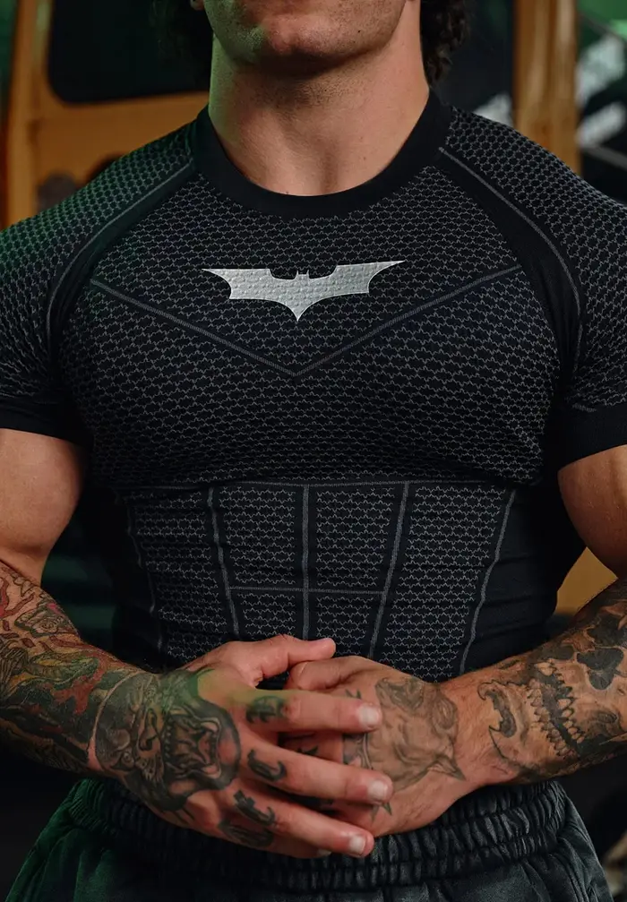 T-shirt de sport pour hommes, vêtements de fitness à manches courtes, adapté à la course et à l'entr