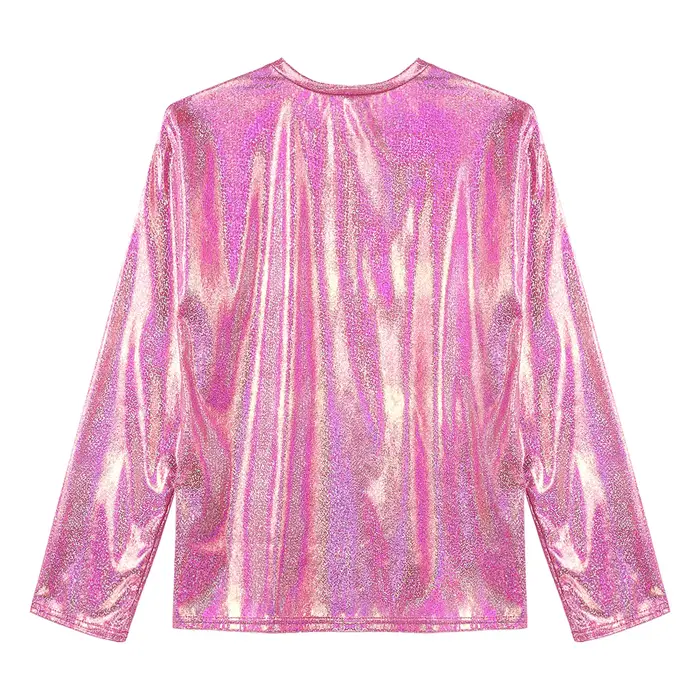 T-Shirt métallique brillant à manches longues pour femmes