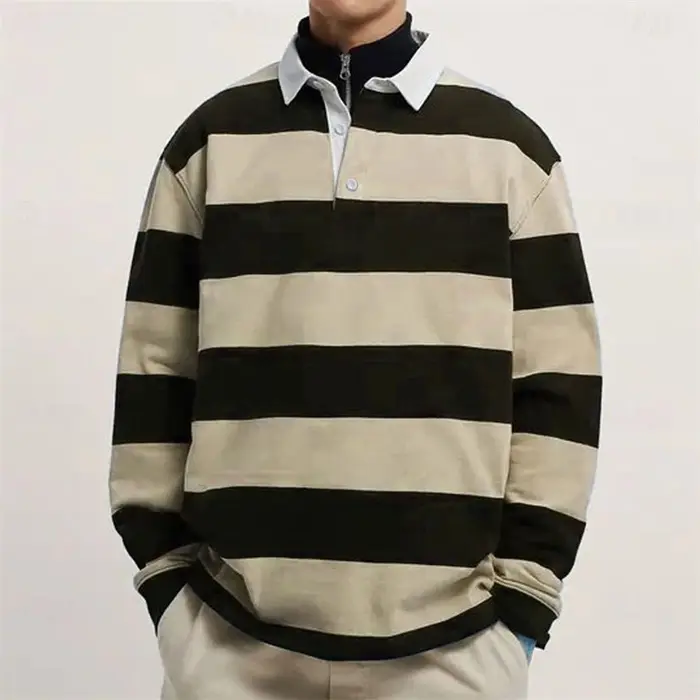 Polo rayé à manches longues pour hommes, Simple, mode, décontracté, imprimé en 3D, Golf, ample, conf