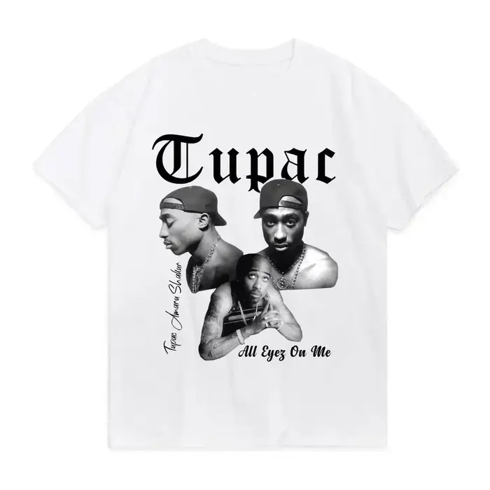 T-shirt enfant mode été 2026 Rapper Tupac Top Hip Hop Streetwear Oversize Manches Courtes T-shirts Homme et Femme
