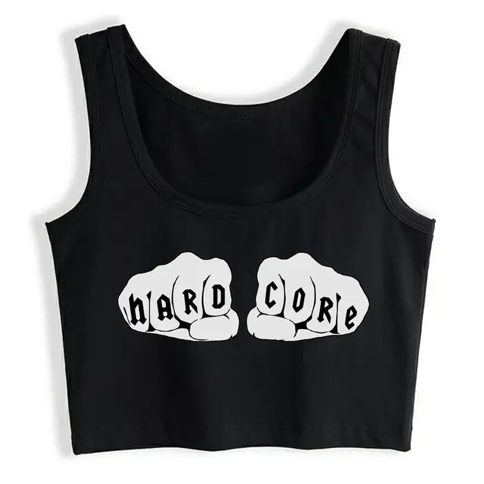 Hardcore poings Rave citation débardeur basique solide haut court été Sport Style conception respira