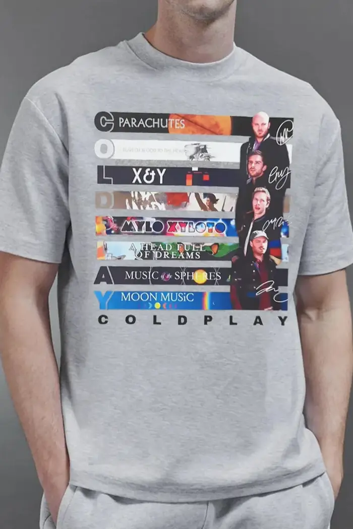 T-shirt unisexe tendance en coton à manches courtes et col rond pour homme et femme, coupe ample, idéal pour l'été – Édition limitée Cold-plays