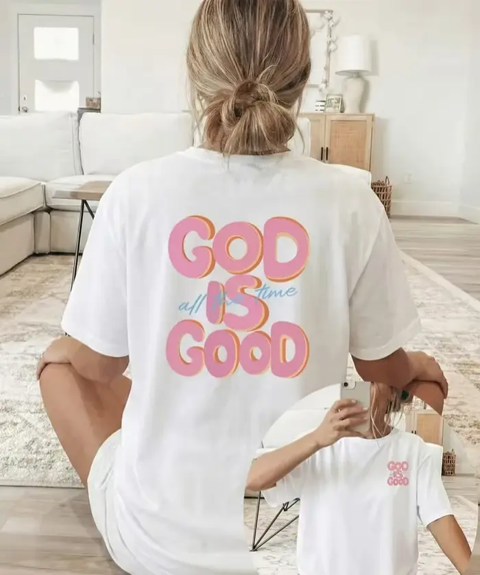 T-shirt imprimé GOD IS GOOD pour femme