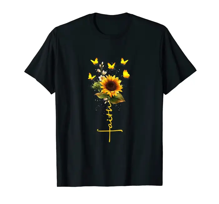 T-shirt d'été imprimé Sunflower Love