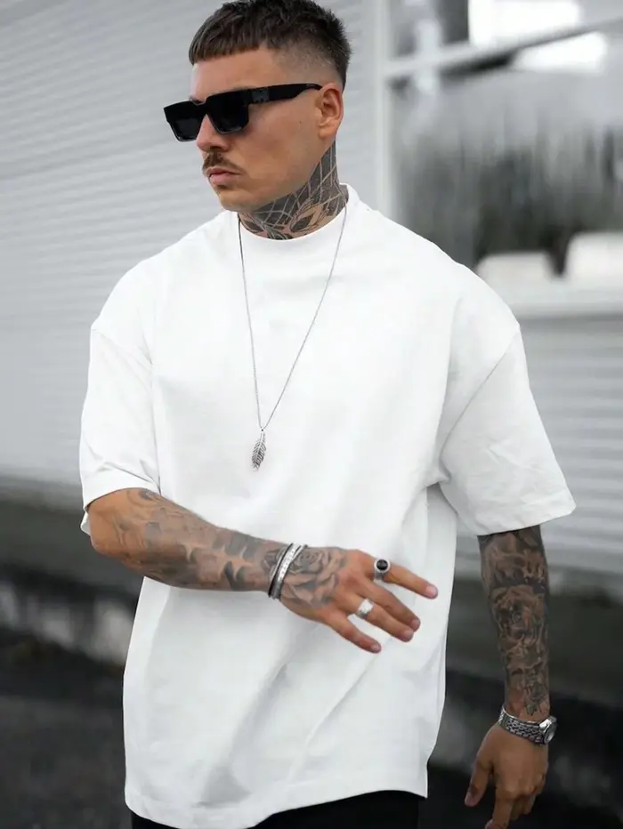 T-shirt graphique tête de tigre pour homme, style streetwear, en coton, imprimé lettres inspiré du l