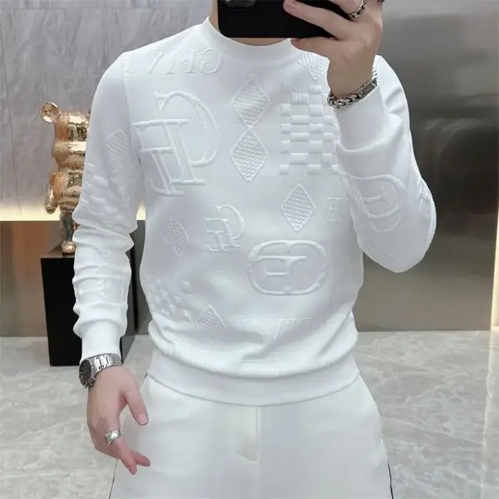 T-shirt à manches longues en Jacquard pour hommes