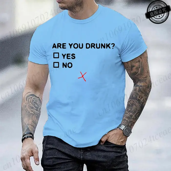 T-shirt à manches courtes pour hommes, design de style mode « Are You Drunk », vêtements amusants po
