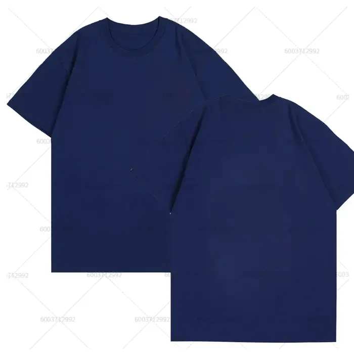 Bleu hommes T-shirt robuste BALCK pur coton col rond manches courtes