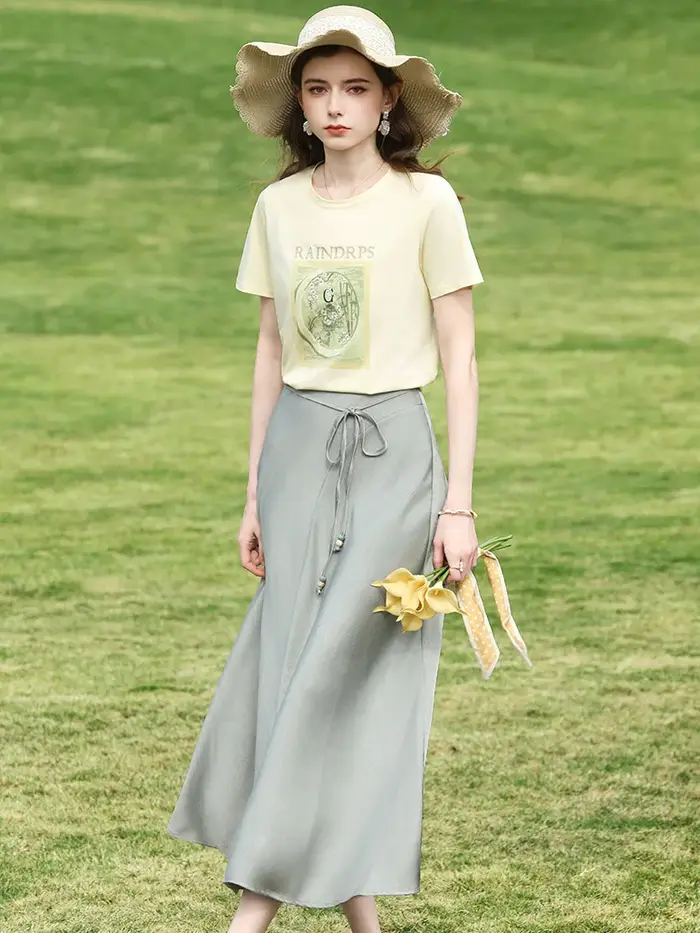 I BELIEVE YOU T-shirt à broderie florale jaune clair pour femme
