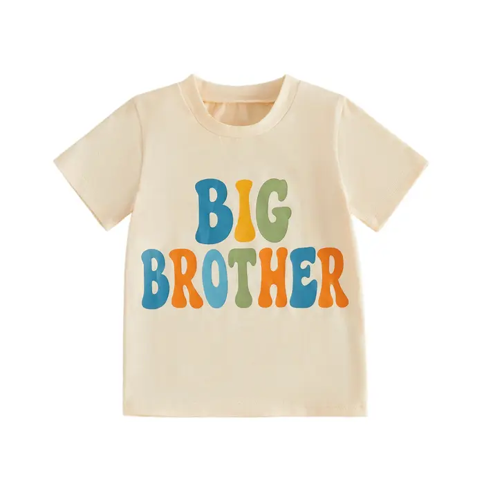 T-shirt pour garçon Big Brother, imprimé lettres amusantes, col rond, manches courtes