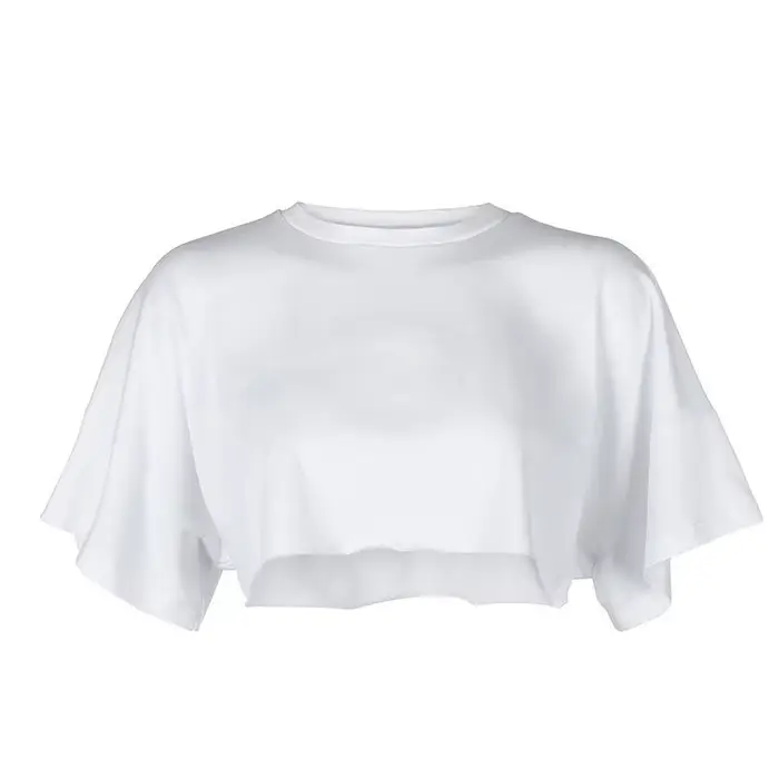 T-shirt à manches courtes pour femme, style court, col rond, couleur unie, confortable, décontracté,