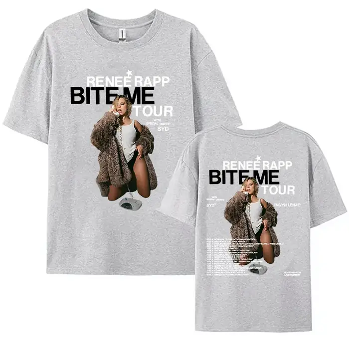 Reneé Rapp Bite Me Tour 2025 T-shirt d'été à manches courtes femmes t-shirts chanteur impression graphique