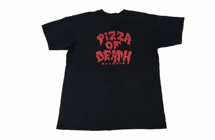 T-shirt Vintage Pizza of Death, Noir, Grand, Japonais, Record