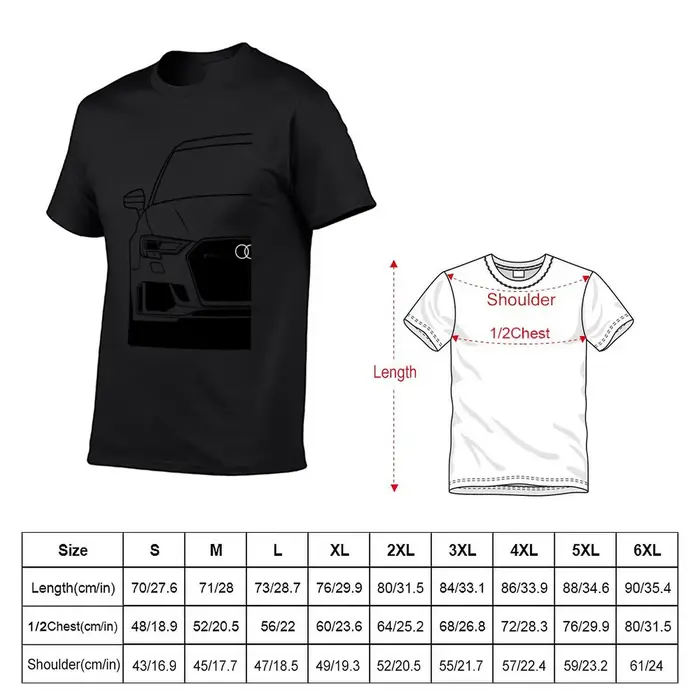 T-Shirt RS3 8V pour homme, vêtement kawaii, ajusté, nouvelle édition