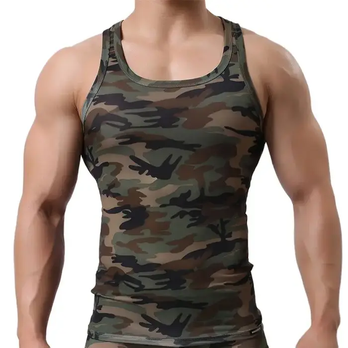 Débardeur Camouflage Homme Été Sans Manches Y-Back Gilet Musculation Gym Entraînement Sous-vêtement Séchage Rapide Fitness Sportswear