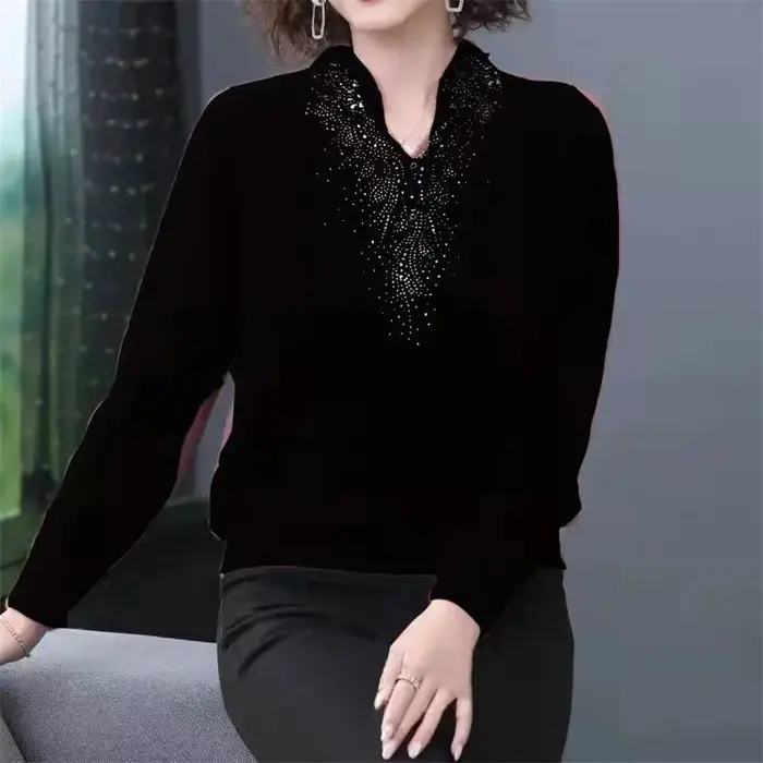 T-shirt coréen à manches longues pour femmes, ajouter du velours, chemise à fond, double face, allem