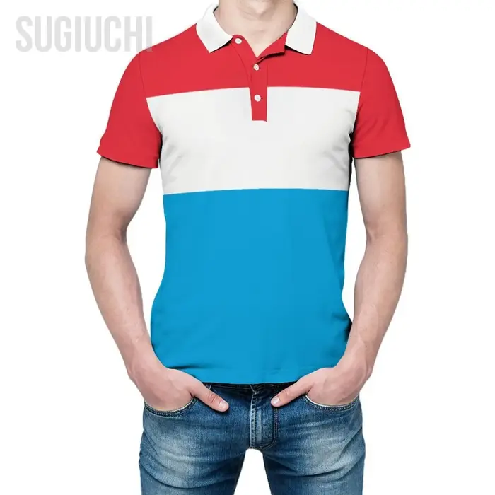 Polo unisexe avec drapeau du Luxembourg imprimé en 3D