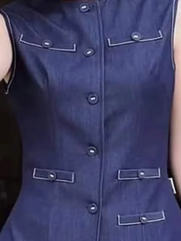 Krisstarsgirl 2025 nouveau chemisier en jean hauts pour femme été bleu élégant boutonné avec poches dessus de chemise