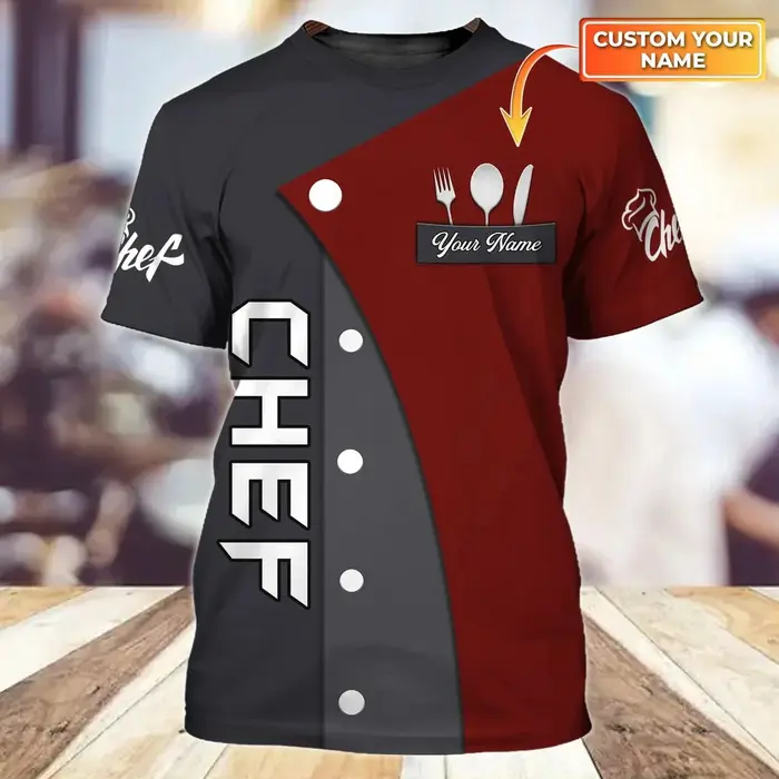 Nom personnalisé Chef chemise été hommes T-shirt cuisinier amoureux cadeau 3D imprimé unisexe T-shir