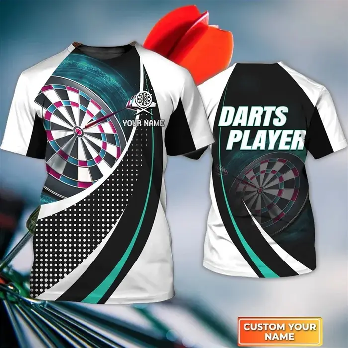T-shirt de joueur de fléchettes pour hommes, manches courtes, col rond, t-shirts de sport, vêtements