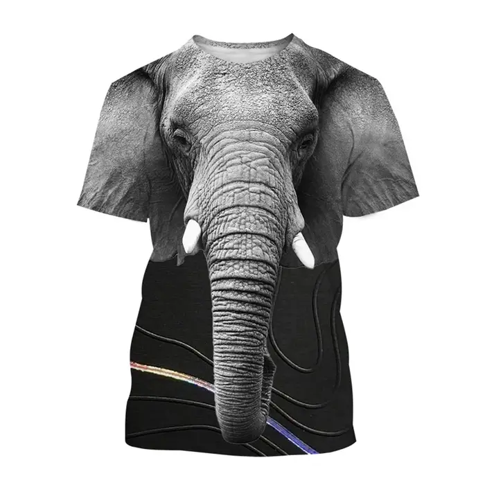 Été best-seller à la mode amusant mignon Animal éléphant 3D imprimé T-Shirt avec col rond décontracté confortable manches courtes