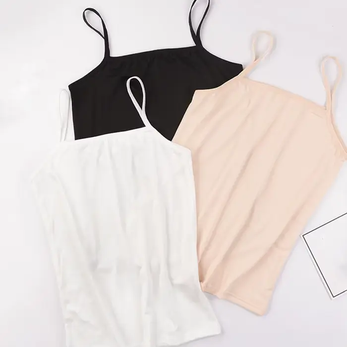 Camisole à bretelles pour femme, haut en fibre unie, chemises émaillées pour femme, gilets pour femm