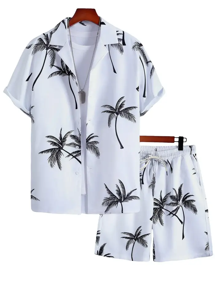 Nouvel ensemble décontracté homme : chemise à revers et short, idéal pour l'été, les vacances à la p