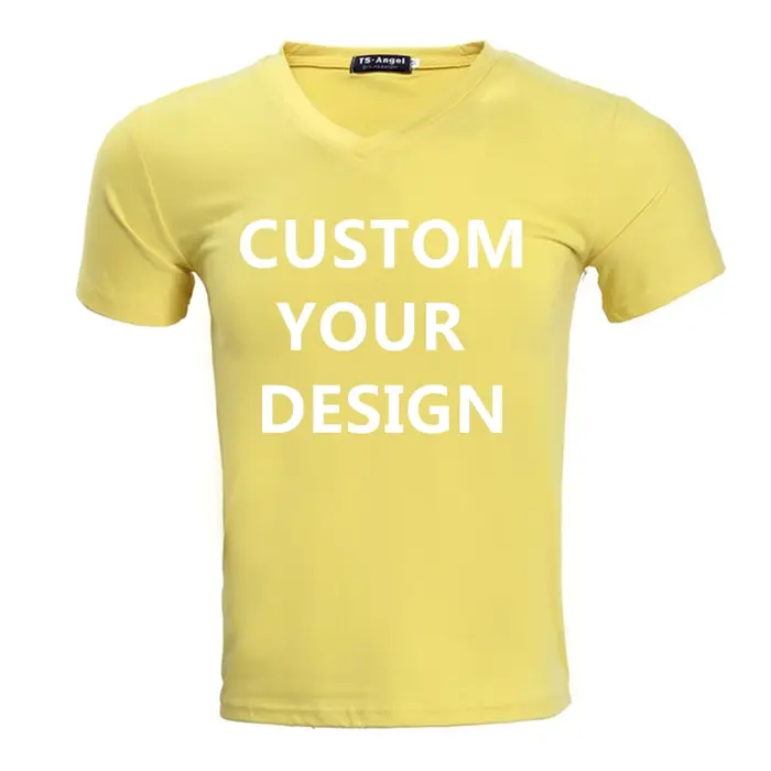 T-Shirt personnalisé col en v 100% coton, imprimé sur demande, vêtements de travail, Design, Logo de marque imprimé, vêtements d'équipe personnalisés