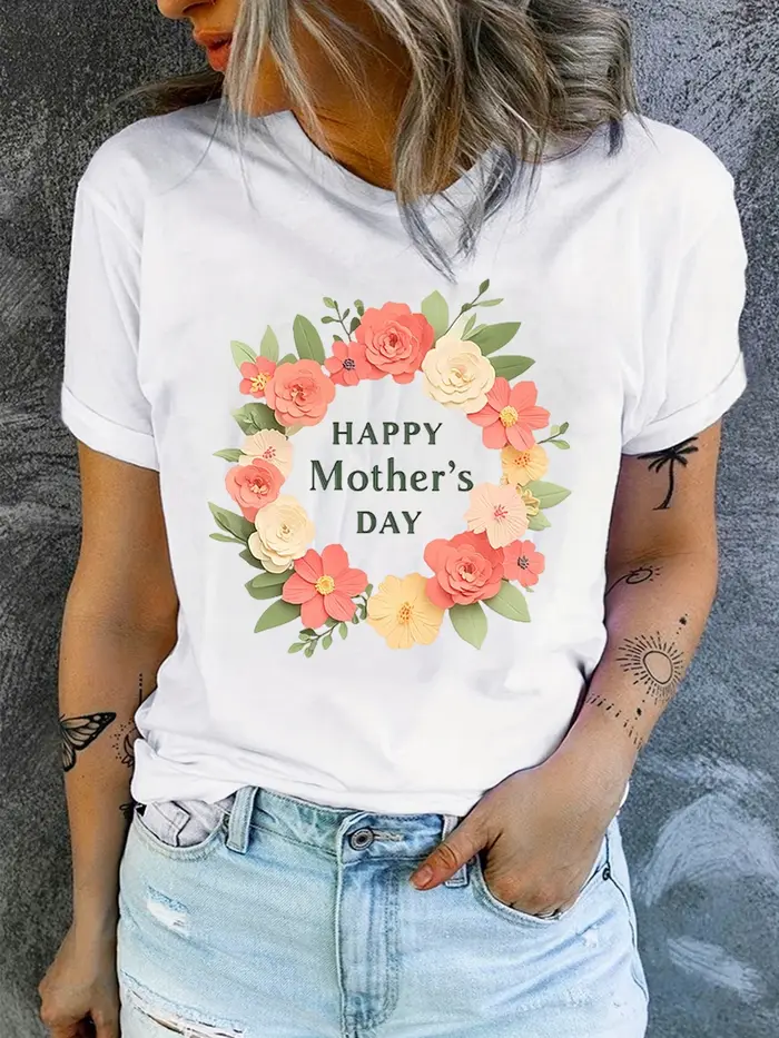 T-shirt mignon à fleurs de printemps pour la fête des mères