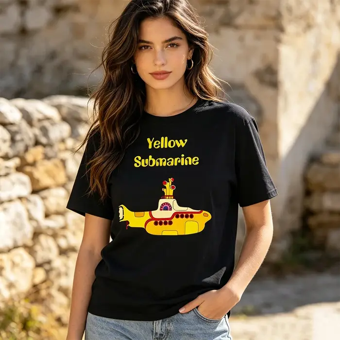 T-shirt The Beatles Black Rock Band