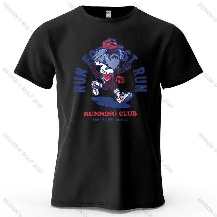 T-shirt imprimé Running Club pour hommes, 100% coton, surdimensionné, avec motif de motivation fitne