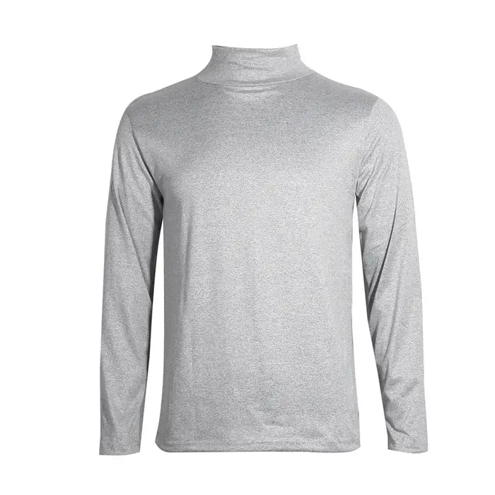 T-Shirt à col roulé pour hommes, couleur unie, décontracté, manches longues, chemise basique, mode,