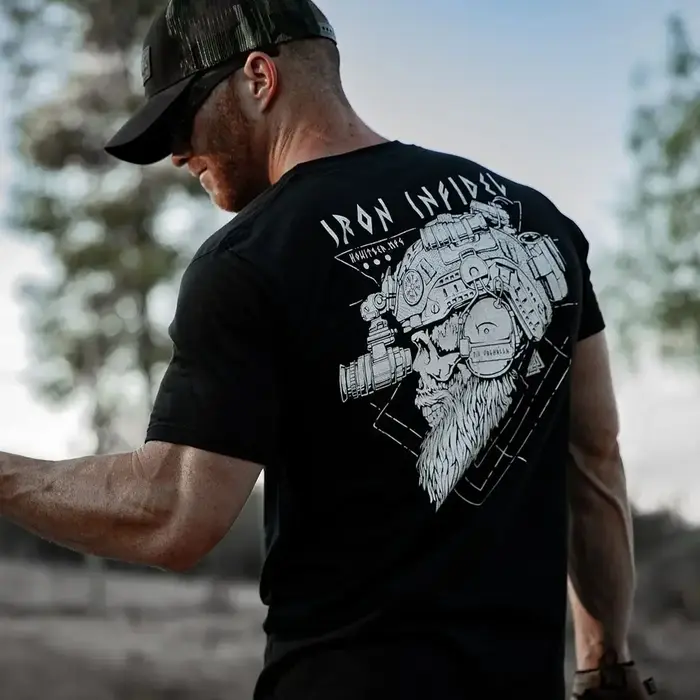 Til Valhalla chemise américaine barbe guerrier tactique crâne T-shirt nouveau 100% coton à manches courtes col rond