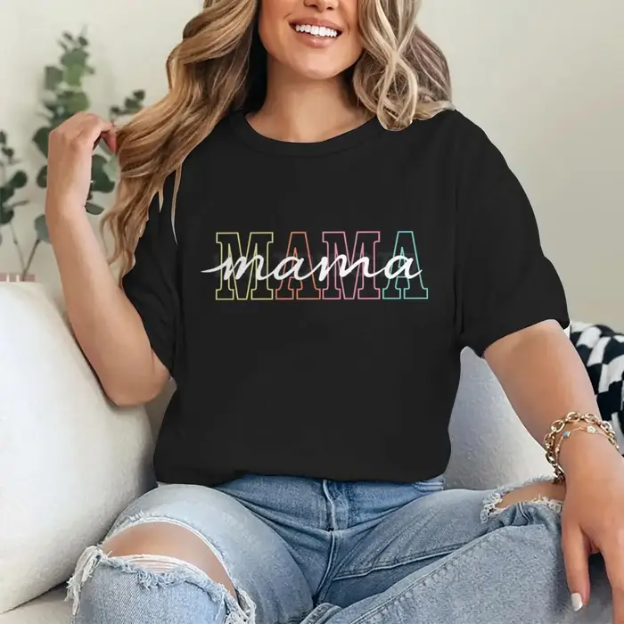 T-shirts pour femmes en promotion pour la fête des mères, imprimé graphique rétro « MAMA », t-shirts