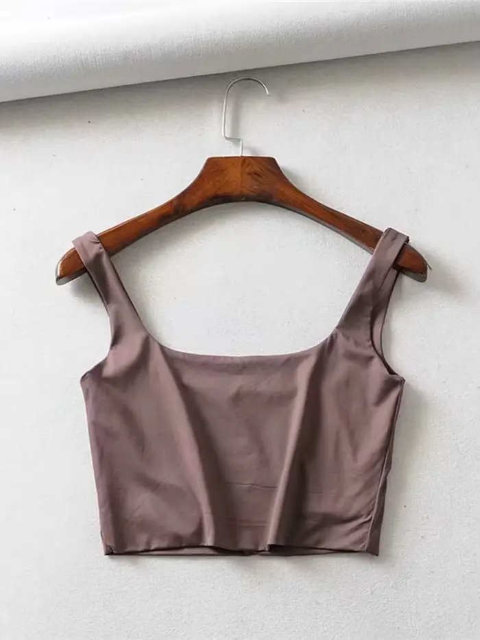 Offre spéciale 2024 été femmes Sexy hauts sans manche mode court col carré débardeurs 4 couleurs