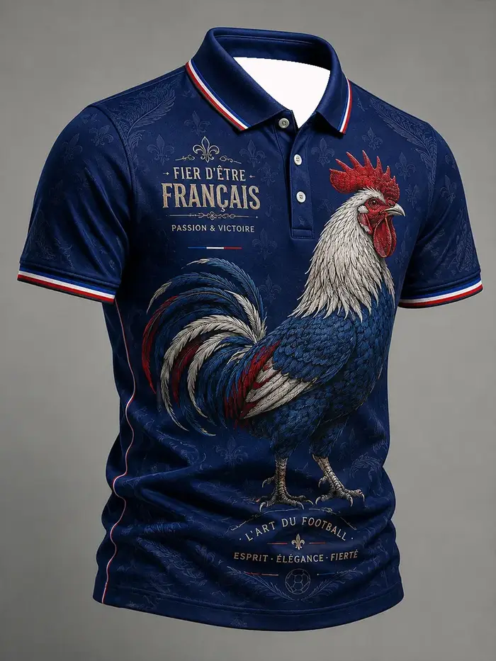 Polo de football pour supporters français édition 2026 - Impression 3D - Confortable et respirant - 