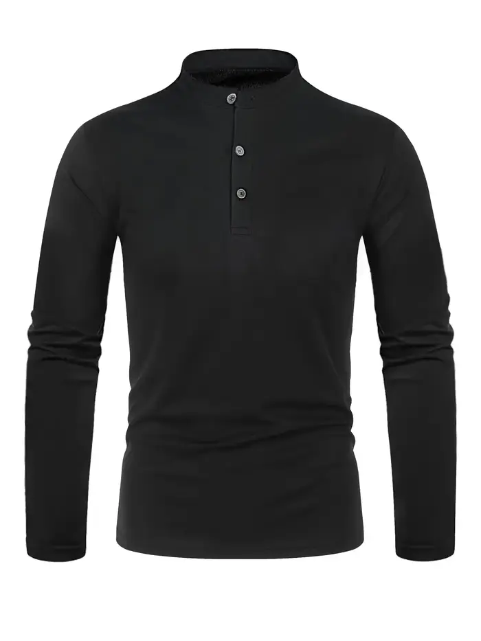 Hommes de Henry Col Manches Longues Polo Chemise Hommes Automne Casual Respirant Quotidien Printemps