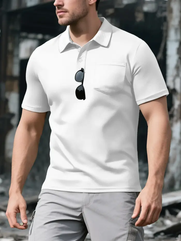 Polo à revers à manches courtes pour hommes, ample, à la mode, sport décontracté, tactique, manches 