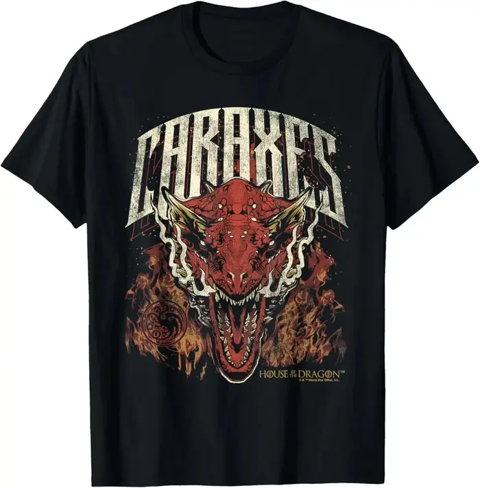 T-shirt en coton pour hommes avec logo de la maison Targaryen Team Black House of The Dragon, confor