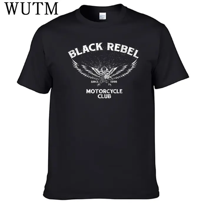 T-shirt noir Rebel Motorcycle Club pour hommes, 100% coton