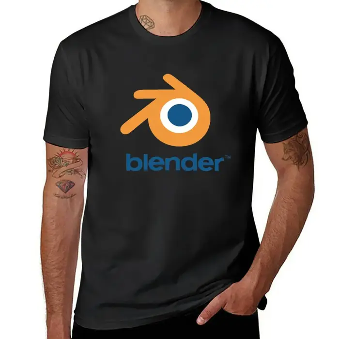 Blender T-shirt manches courtes homme, blouse noire unie