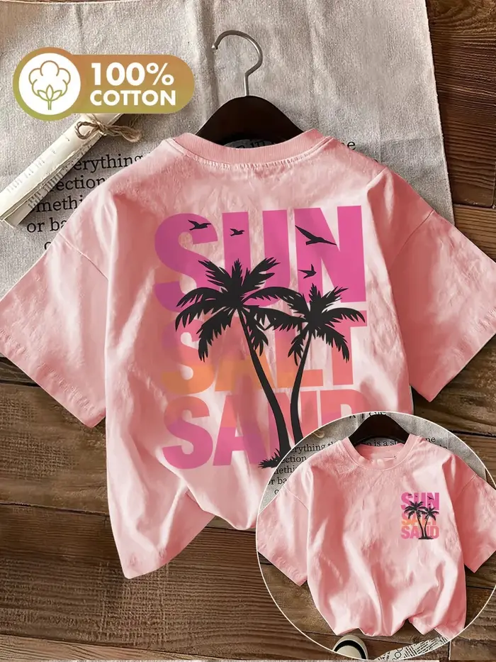 T-shirt pour homme à thème tropical avec imprimé palmier minimaliste