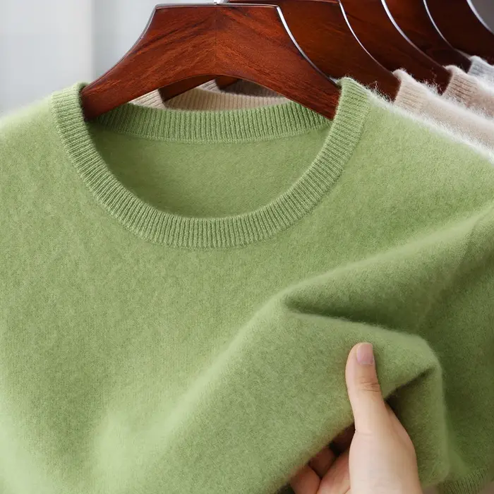 Lancement du nouveau produit: pull tricoté à manches courtes et col rond pour hommes, 100% laine mér