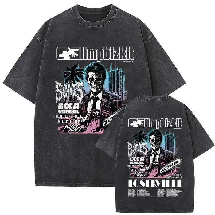 Y2k t-shirt hommes vêtements lavé Vintage groupe de Rock Limp Bizkit Album graphique 2025 hommes vêt