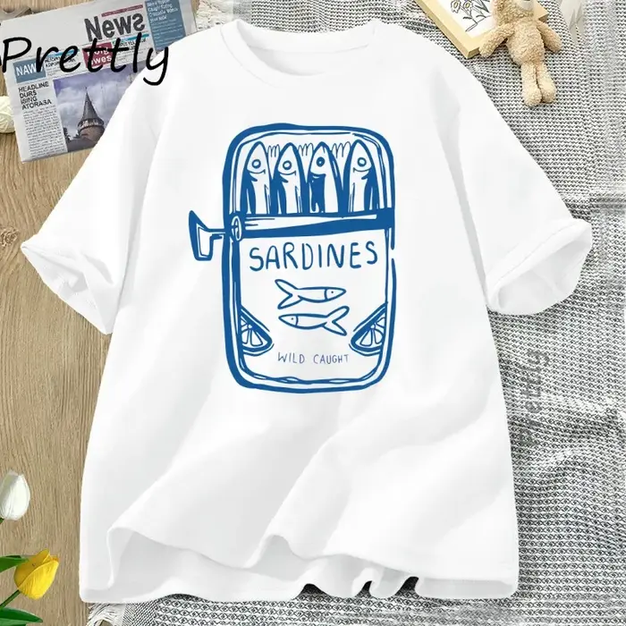Sardine T-shirt pêcheur plage à manches courtes coton