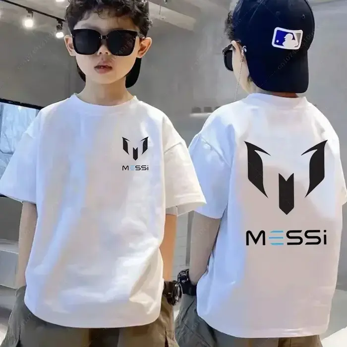 T-shirt personnalisé à manches courtes pour enfants, vêtements d'été décontractés, T-shirt Messi pou