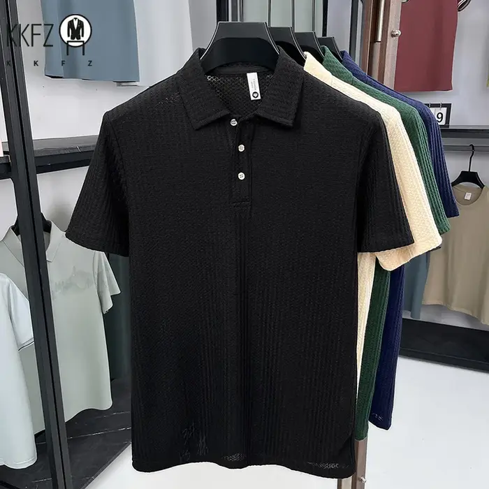 Polo en maille nid d'abeille minimaliste pour homme