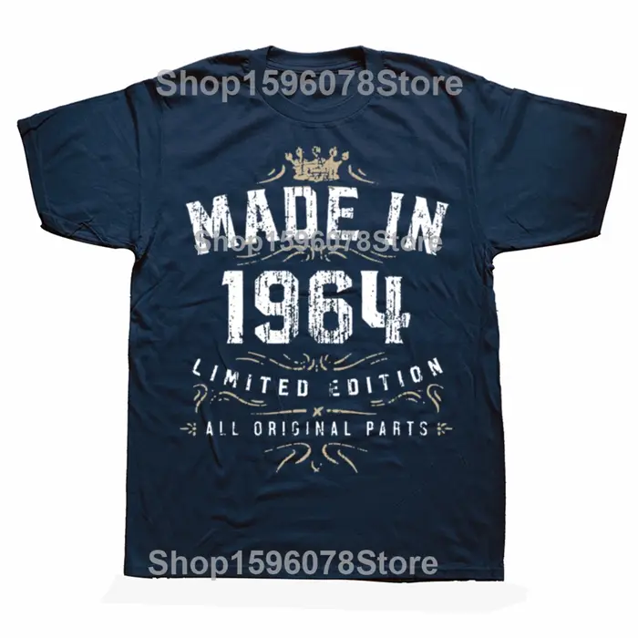 T-shirts drôles fabriqués en 1964 pour anniversaire, édition limitée 62, t-shirt surdimensionné déco