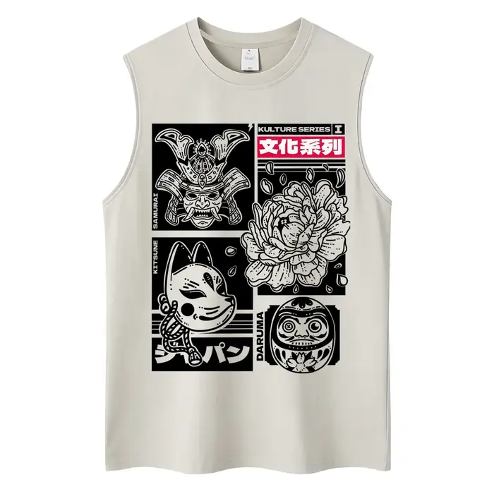 Débardeurs unisexe style japonais délavé