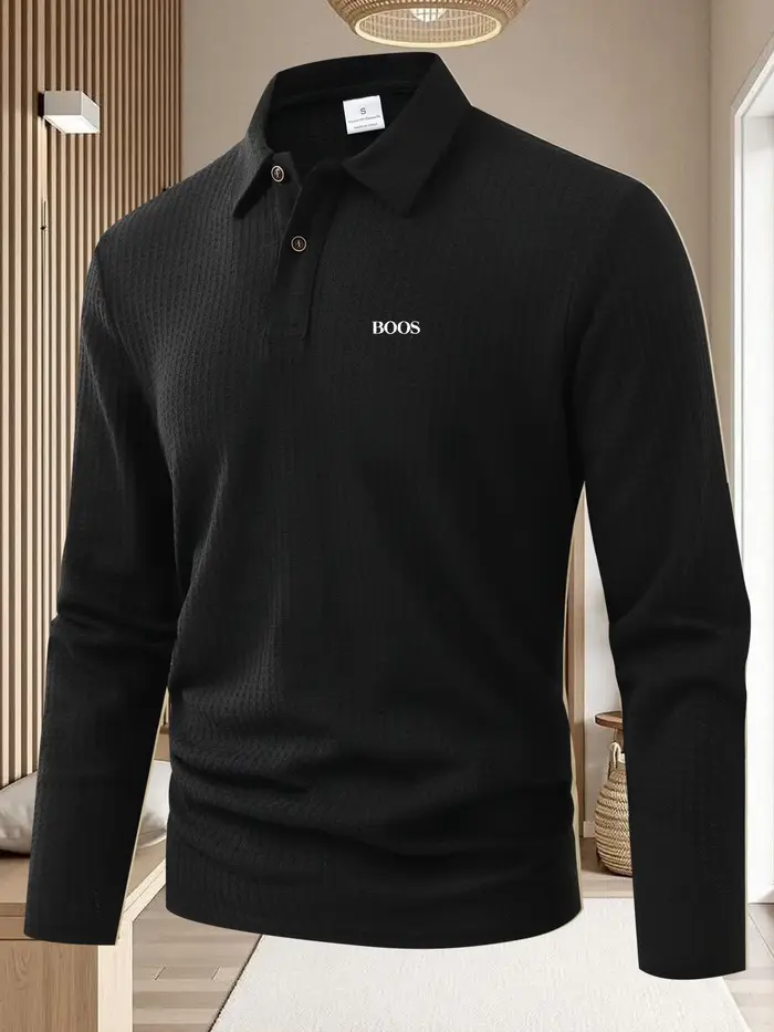 T-shirt à manches longues pour homme de haute qualité, coupe ample, polo brodé, vêtements confortabl